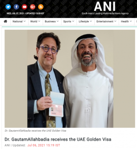 Dr Gautam Allahbadia gets UAE Golden Visa